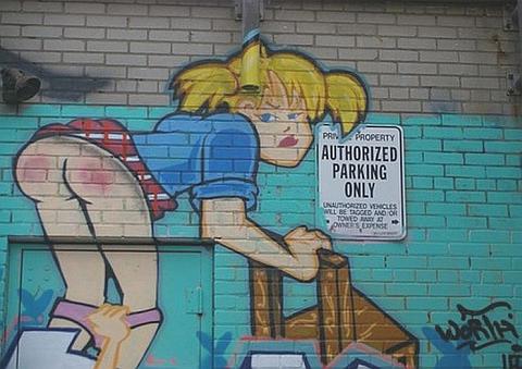 schoolgirl spanked in graffiti art